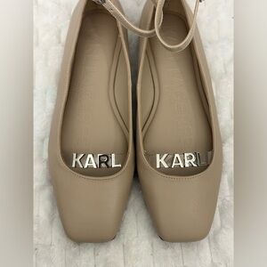 KARL LAGERFELD Women's Zyvia Ankle Strap Ballet Flats Size:6.5 $129